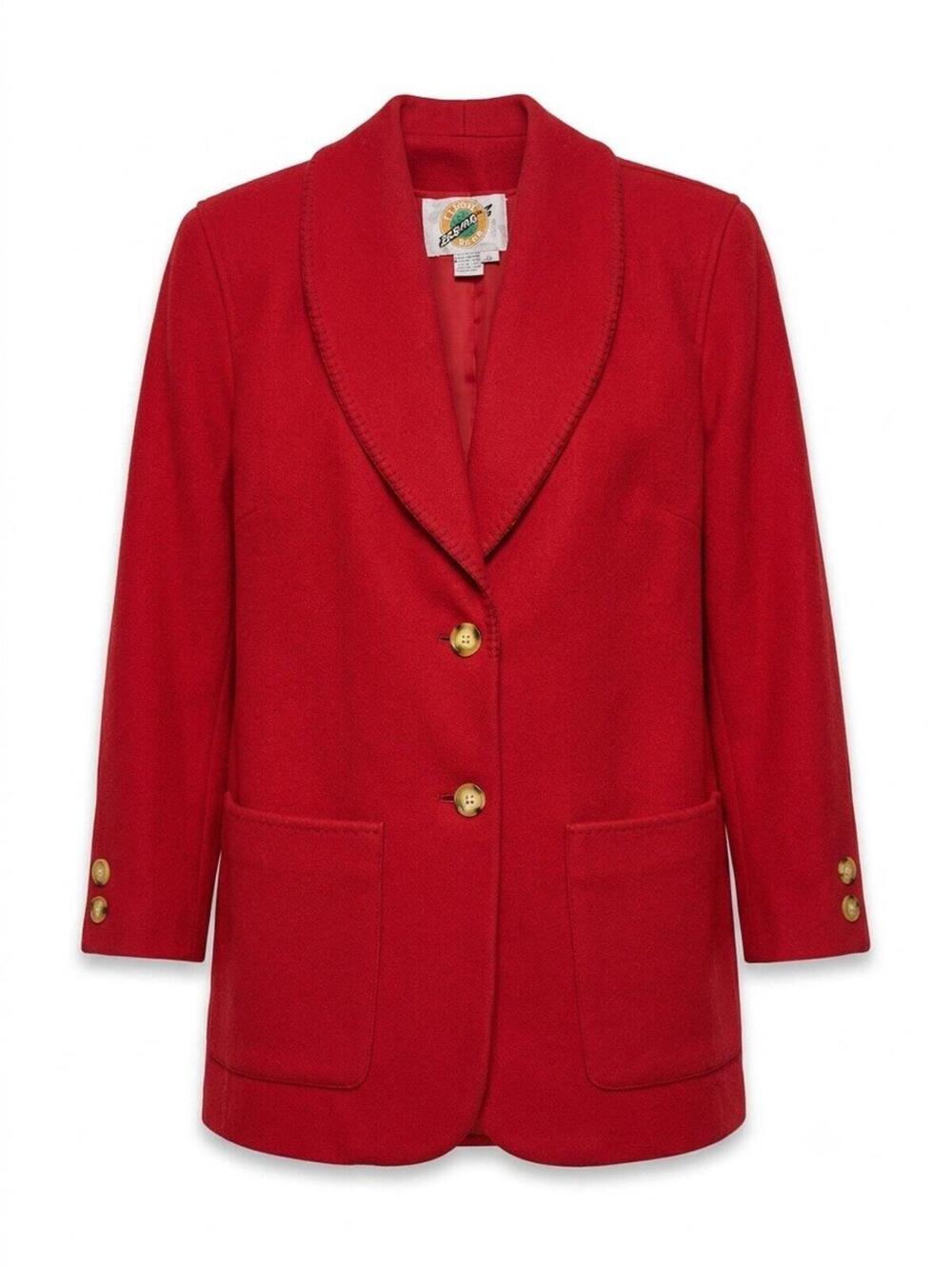 VTG Field Gear Wool Blend Red Coat Blazer Jacket Shawl Collar Women's Size XS